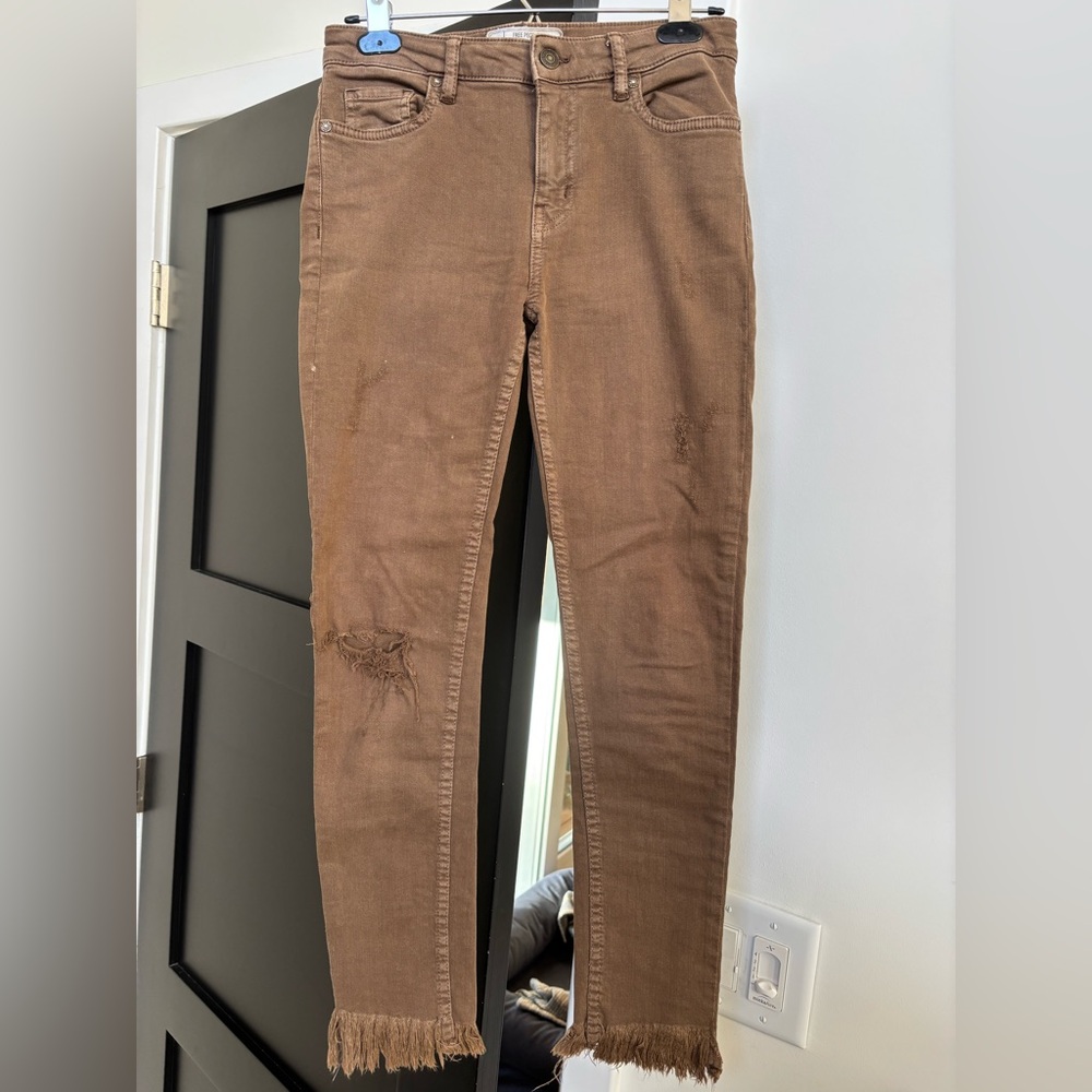 Free People Brown Denim Cropped Jeans